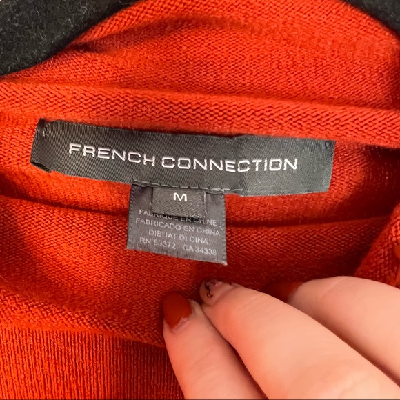French Connection Reddish Orange Mock Neck Long Sleeve Sweater, size Medium - Picture 2 of 8